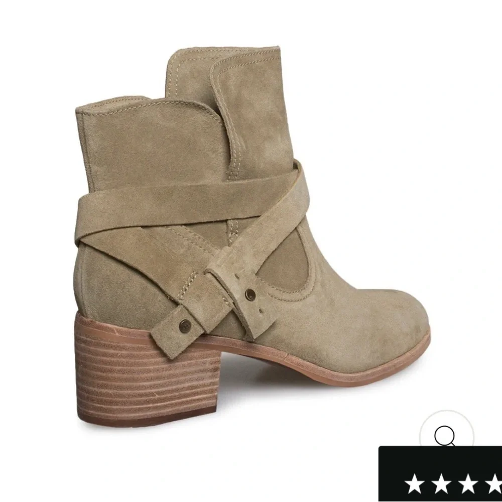 Ugg‎ Elysian Boots Leather Ankle Boot Pirate Boho Indie Tan Brown